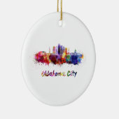 Oklahoma City V2 skyline in watercolor セラミックオーナメント (右)