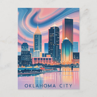 Oklahoma City water color skyline ポストカード