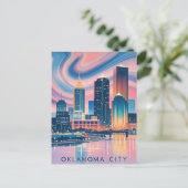 Oklahoma City water color skyline ポストカード (スタンド正面)