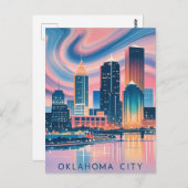 Oklahoma City water color skyline ポストカード (正面/裏面)