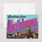 Oklahoma Cowboy Cattle City ポストカード (正面/裏面)