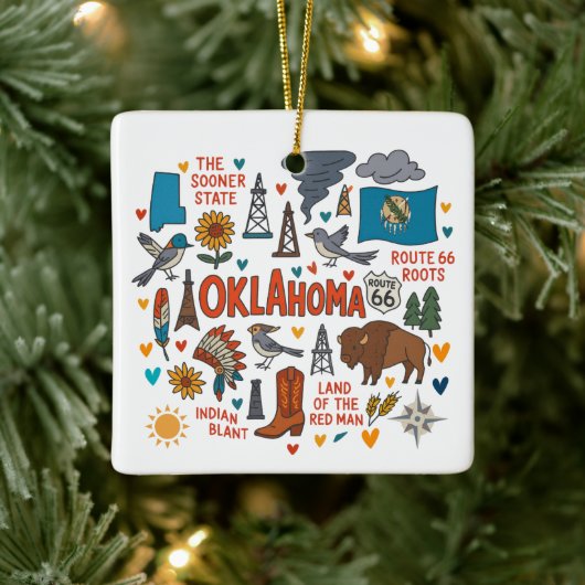 Oklahoma Custom Family Trip Christmas セラミックオーナメント (ツリー)