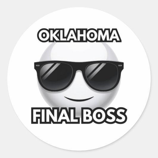 Oklahoma Final Boss Cool Emoji Sticker ラウンドシール (正面)