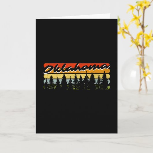 Oklahoma Forest Sunset Trees Cabin Theme Souvenir  カード (黄色い花)