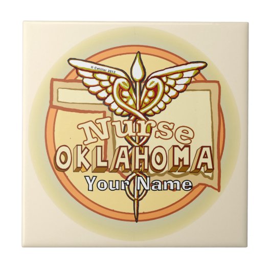 Oklahoma Nurse Caduceus Tile タイル (正面)