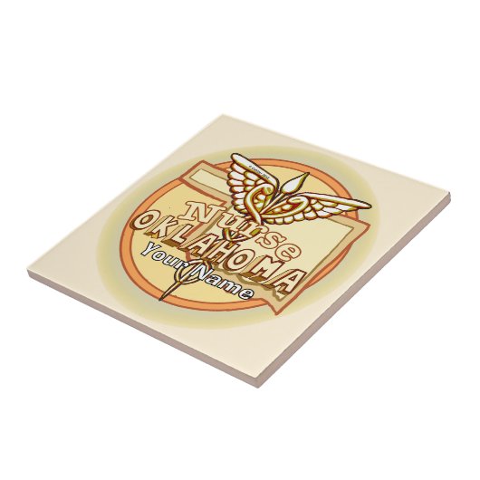 Oklahoma Nurse Caduceus Tile タイル (側面)