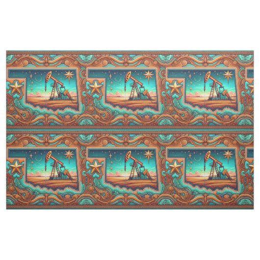 Oklahoma Oil Drilling Pump Jack Fabric ファブリック (ファットクウォーター)