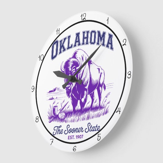 Oklahoma Sooner State Bison ラージ壁時計 (傾斜)