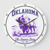 Oklahoma Sooner State Bison ラージ壁時計 (正面)