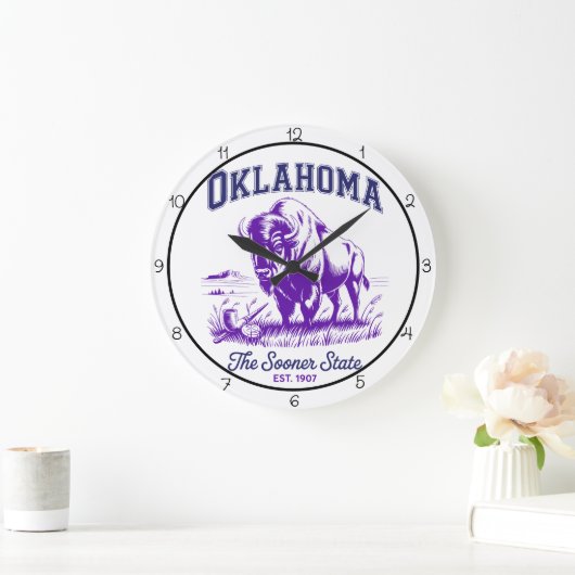 Oklahoma Sooner State Bison ラージ壁時計 (ホーム)