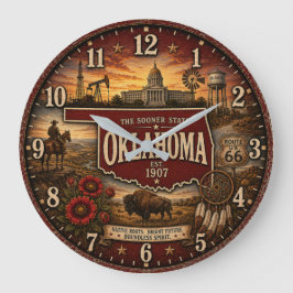 Oklahoma Sooner State Western Prairie ラージ壁時計