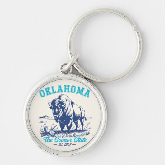 Oklahoma The Sooner State - Bison Art Design キーホルダー (正面)