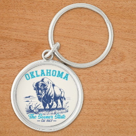 Oklahoma The Sooner State - Bison Art Design キーホルダー