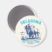 Oklahoma The Sooner State - Bison Art Design マグネット (正面/裏面)