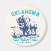 Oklahoma The Sooner State - Bison Art Design マグネット (正面)