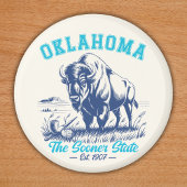 Oklahoma The Sooner State - Bison Art Design マグネット