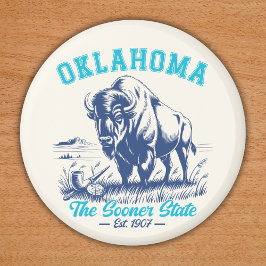 Oklahoma The Sooner State - Bison Art Design マグネット