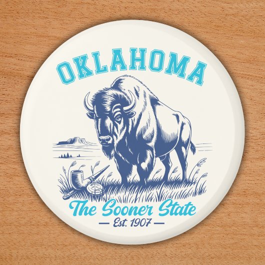 Oklahoma The Sooner State - Bison Art Design マグネット