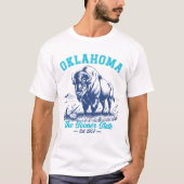 Oklahoma The Sooner State - Vintage Bison Design Tシャツ (正面)