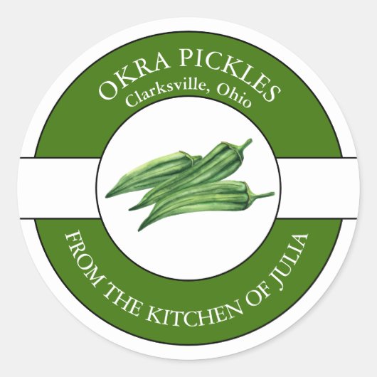 Okra Pickleラベル ラウンドシール (正面)