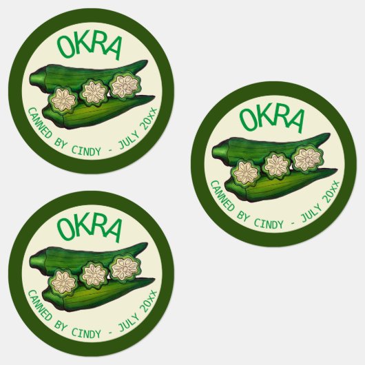Okra Pods Veggie Vegetable Gumboの缶詰 ラベル (グループ)