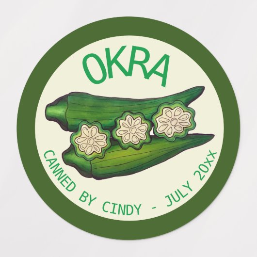Okra Pods Veggie Vegetable Gumboの缶詰 ラベル (デザイン2)