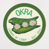 Okra Pods Veggie Vegetable Gumboの缶詰 ラベル (デザイン1)