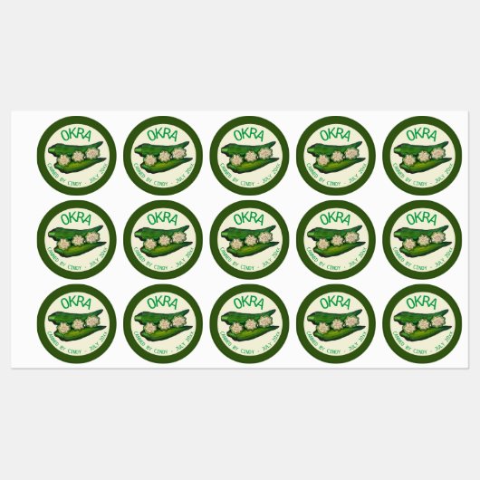 Okra Pods Veggie Vegetable Gumboの缶詰 ラベル (シート)