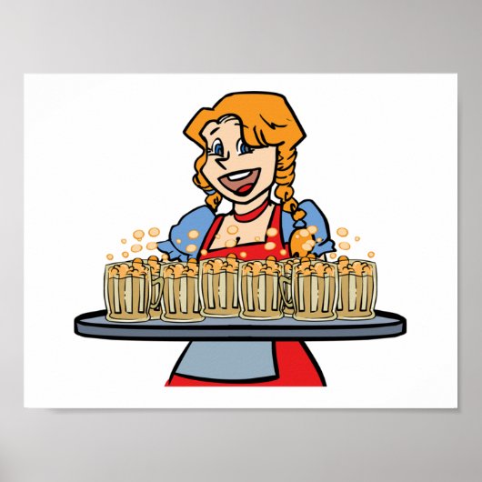 Oktoberfest Barmaid Serving Drinks Poster ポスター (正面)
