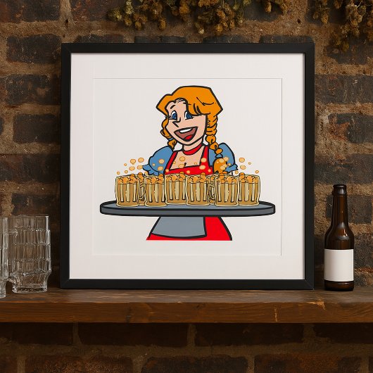 Oktoberfest Barmaid Serving Drinks Poster ポスター