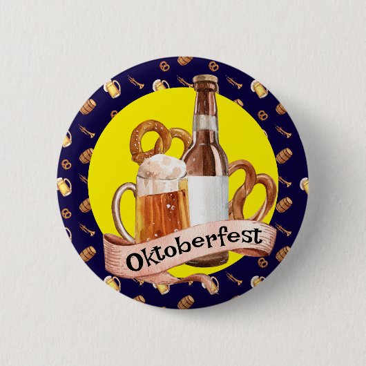 Oktoberfest Beer And Pretzels  缶バッジ (正面)