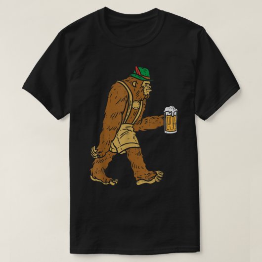 Oktoberfest Bigfoot Beer Funny Drinking Shirt Tシャツ (デザイン正面)