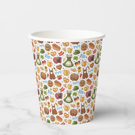 Oktoberfest Celebration Seamless Pattern – Wrappin 紙コップ (正面)