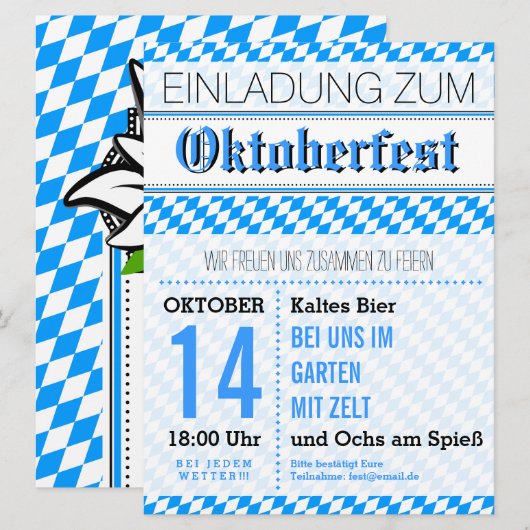 Oktoberfest Einladung 招待状 (正面/裏面)