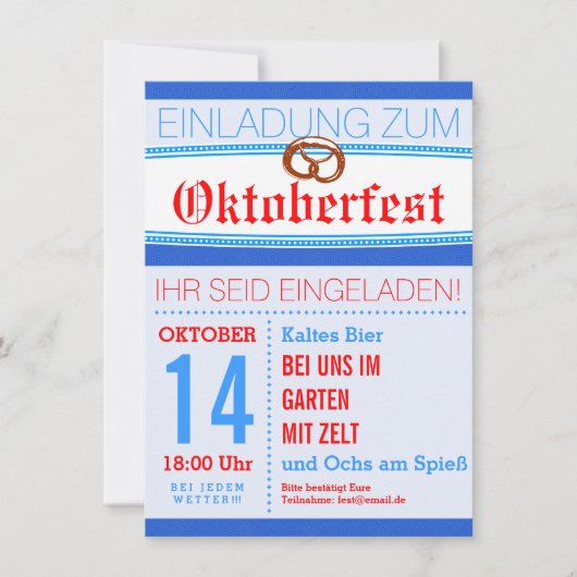 Oktoberfest Einladung dezent 招待状 (正面)