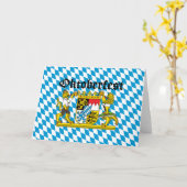 Oktoberfest Leones con trajes - Löwen Kostüme カード (黄色い花)