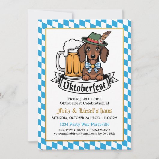 Oktoberfest Party Invitation Beer Festival 招待状 (正面)