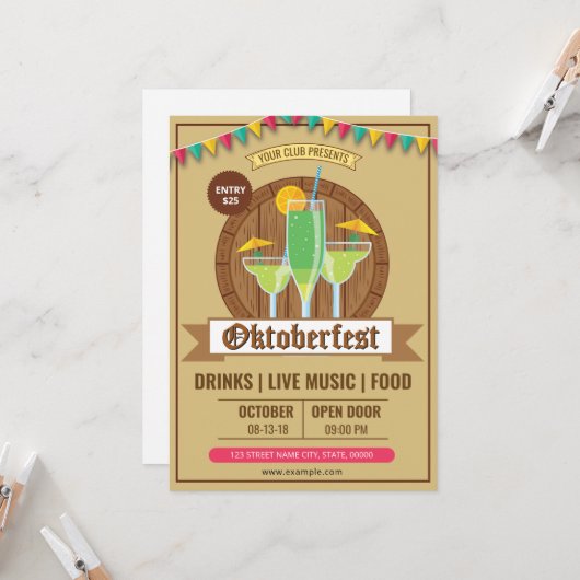 Oktoberfest Party Invitation Template  招待状 (正面/裏面インサイチュ)