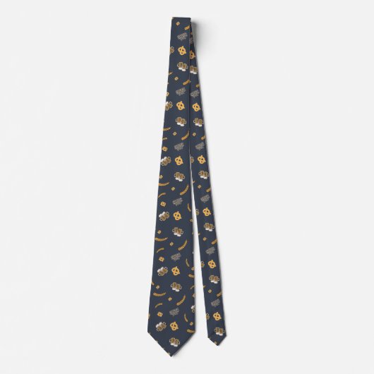 Oktoberfest Pretzel Beer Festival Pattern Blue ネクタイ (正面)