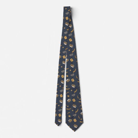 Oktoberfest Pretzel Beer Festival Pattern Blue ネクタイ (裏面)