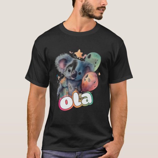 Ola – かわいいコアラで愛らしい女の子の名前 tシャツ (正面)