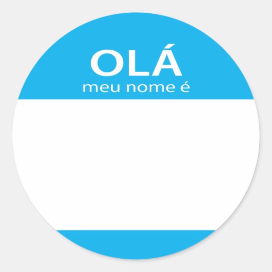 Ola Meu Nome Eポルトガル語hello nameタグ ラウンドシール (正面)