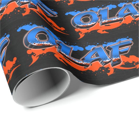 Olaf Vorname Name Graffiti blue orange ラッピングペーパー (ロールコーナー)