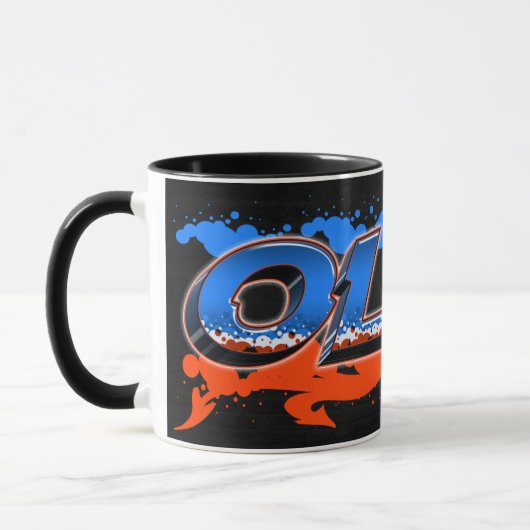 Olaf Vorname Name Graffiti blue orange Tasse マグカップ (左)