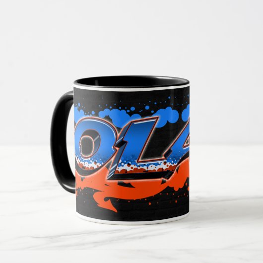 Olaf Vorname Name Graffiti blue orange Tasse マグカップ (正面左)