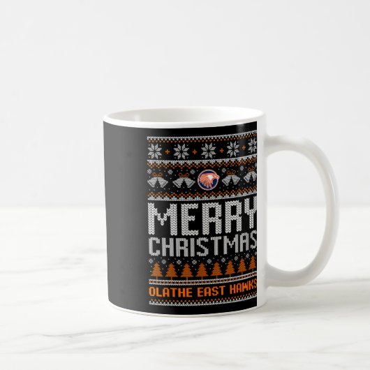 Olathe East Hawks Logo Merry Christmas Ugly Sweate コーヒーマグカップ (右)