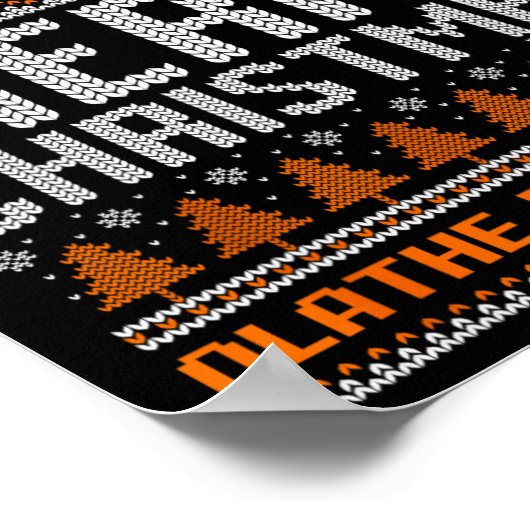 Olathe East Hawks Logo Merry Christmas Ugly Sweate ポスター (角)