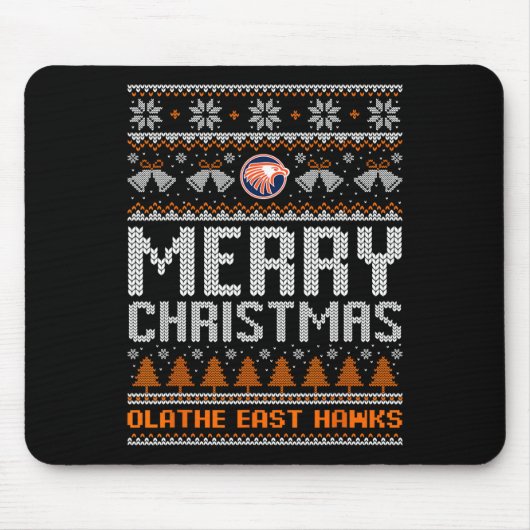 Olathe East Hawks Logo Merry Christmas Ugly Sweate マウスパッド (正面)