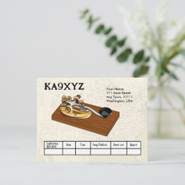 Old ファッションド Brass Telegraph鍵モールス・コードQSL ポストカード