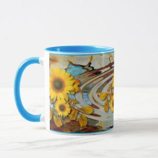 OLD 絵を描 & SUNFLOWERS to Ringer Mug マグカップ (左)
